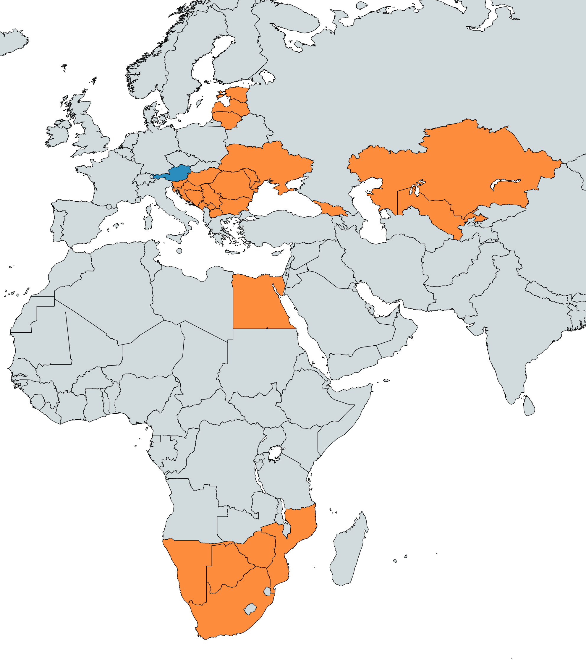 Map of partner countries
